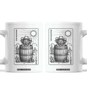 Funny Rodeo Clown In Barrel Coffee Mug Western Playing Card Rodeo Gift