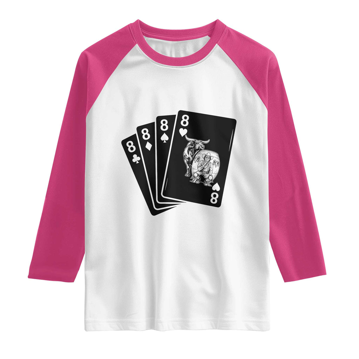 Funny Rodeo Clown Bull Western Playing Cards Poker Gift Raglan Shirt