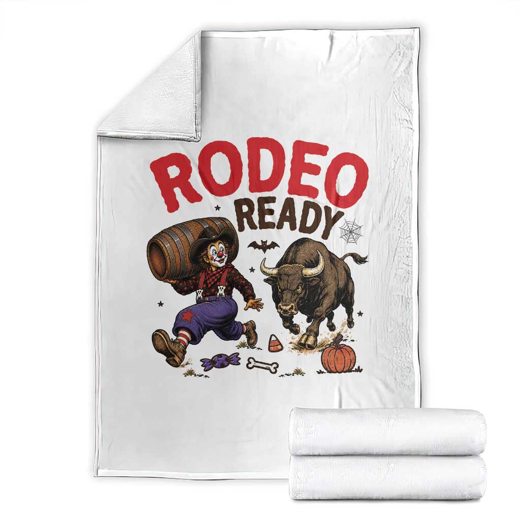 Rodeo Ready Clown Bull Chase Spooky Halloween Gift Throw Blanket
