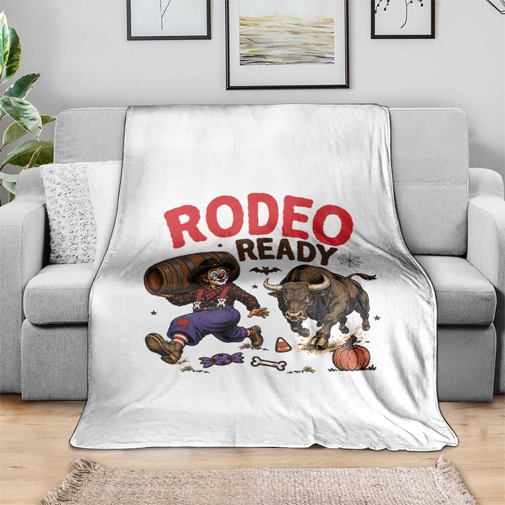Rodeo Ready Clown Bull Chase Spooky Halloween Gift Throw Blanket
