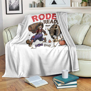Rodeo Ready Clown Bull Chase Spooky Halloween Gift Throw Blanket