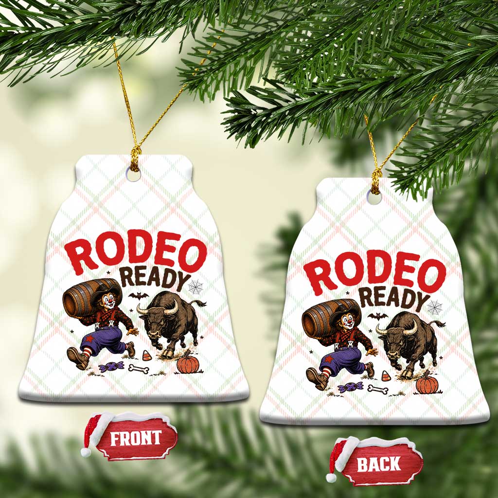 Rodeo Ready Clown Bull Chase Spooky Halloween Gift Ceramic Ornament
