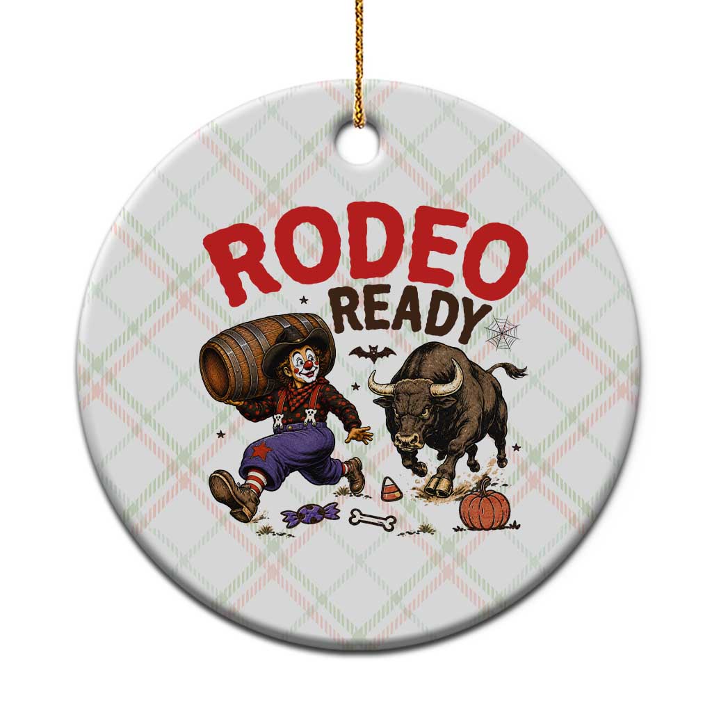 Rodeo Ready Clown Bull Chase Spooky Halloween Gift Ceramic Ornament