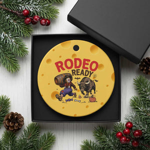 Rodeo Ready Clown Bull Chase Spooky Halloween Gift Ceramic Ornament