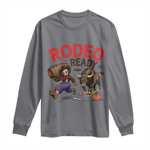 Rodeo Ready Clown Bull Chase Spooky Halloween Gift Long Sleeve Shirt