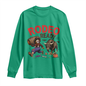 Rodeo Ready Clown Bull Chase Spooky Halloween Gift Long Sleeve Shirt