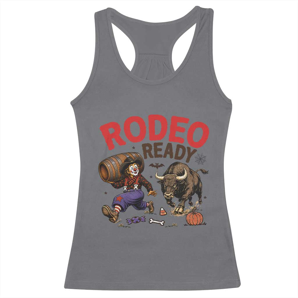 Rodeo Ready Clown Bull Chase Spooky Halloween Gift Racerback Tank Top