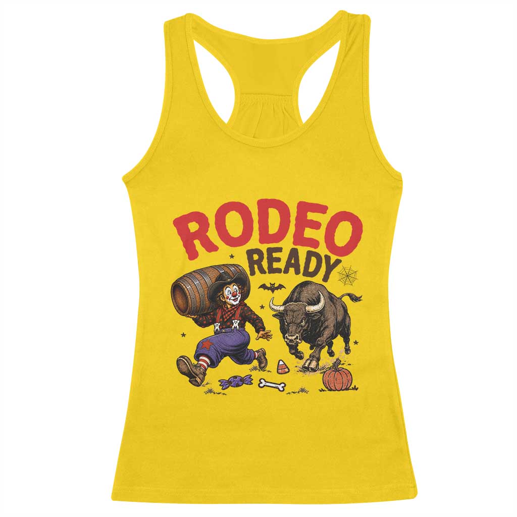 Rodeo Ready Clown Bull Chase Spooky Halloween Gift Racerback Tank Top