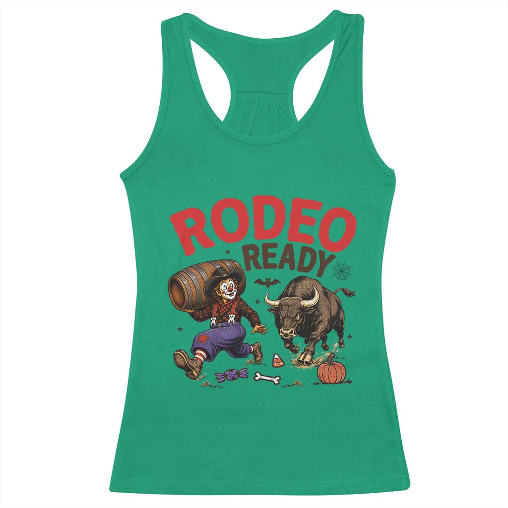 Rodeo Ready Clown Bull Chase Spooky Halloween Gift Racerback Tank Top