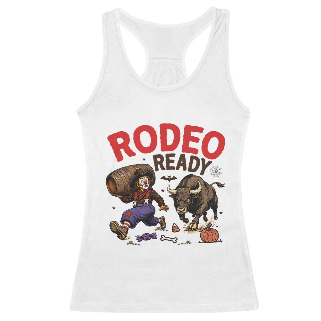 Rodeo Ready Clown Bull Chase Spooky Halloween Gift Racerback Tank Top