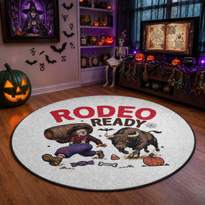 Rodeo Ready Clown Bull Chase Spooky Halloween Gift Round Rug