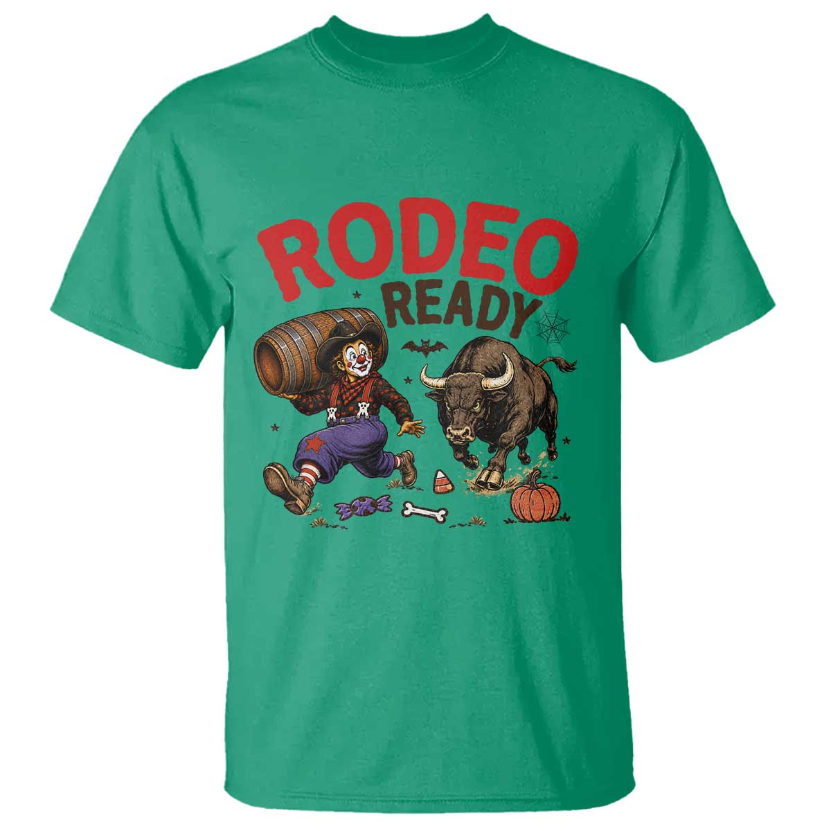 Rodeo Ready Clown Bull Chase Spooky Halloween Gift T Shirt