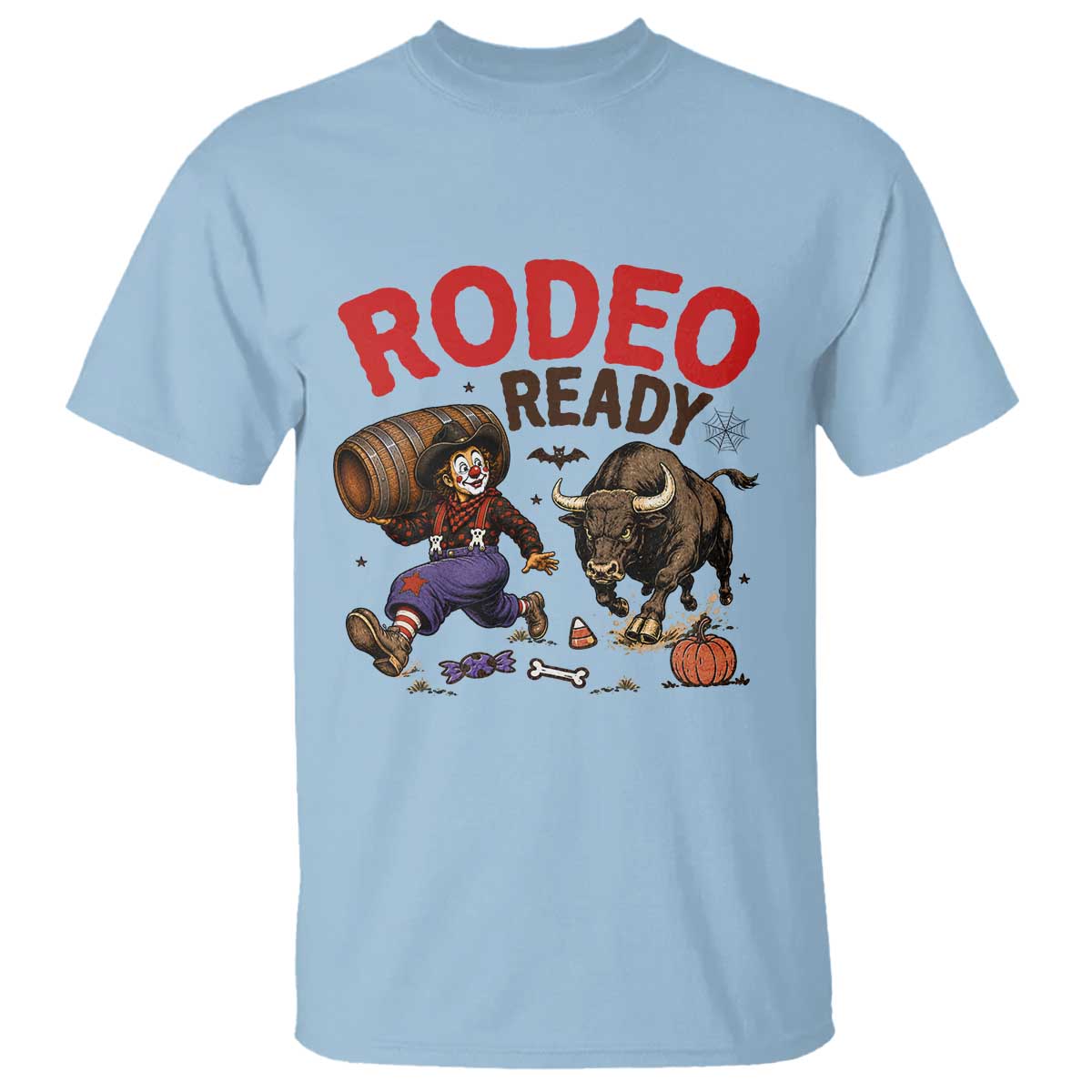 Rodeo Ready Clown Bull Chase Spooky Halloween Gift T Shirt
