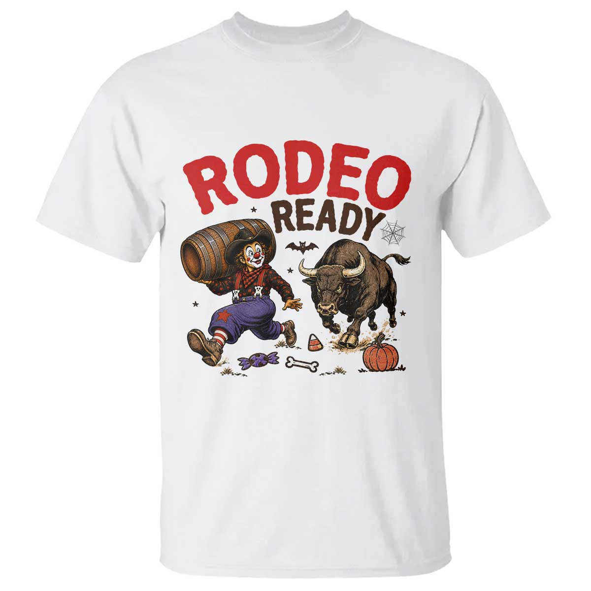 Rodeo Ready Clown Bull Chase Spooky Halloween Gift T Shirt