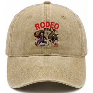 Rodeo Ready Clown Bull Chase Spooky Halloween Gift Washed Cotton Baseball Cap