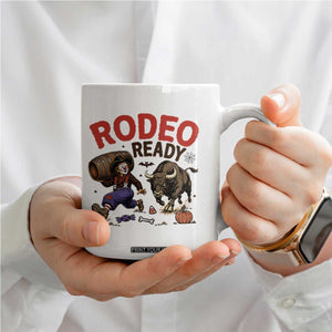 Rodeo Ready Clown Bull Chase Spooky Halloween Gift Coffee Mug