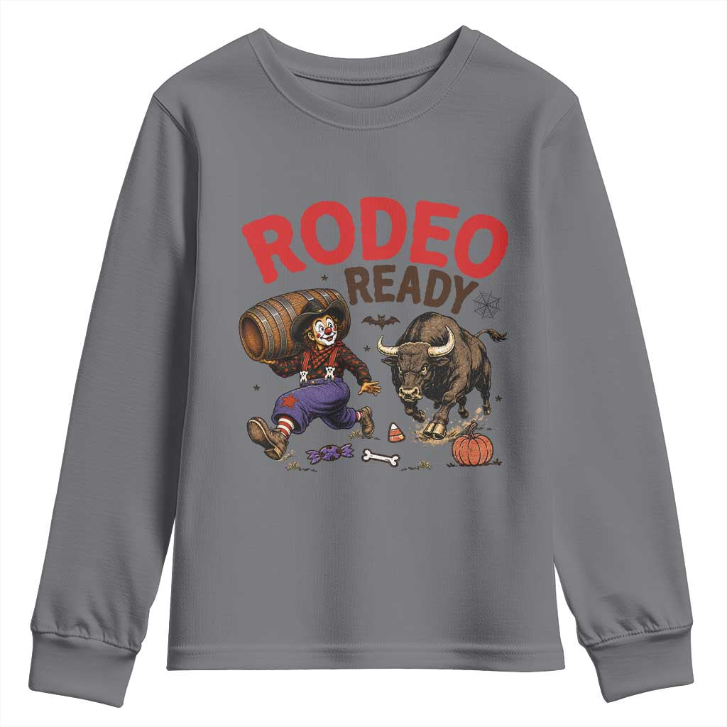 Rodeo Ready Clown Bull Chase Spooky Halloween Gift Youth Sweatshirt