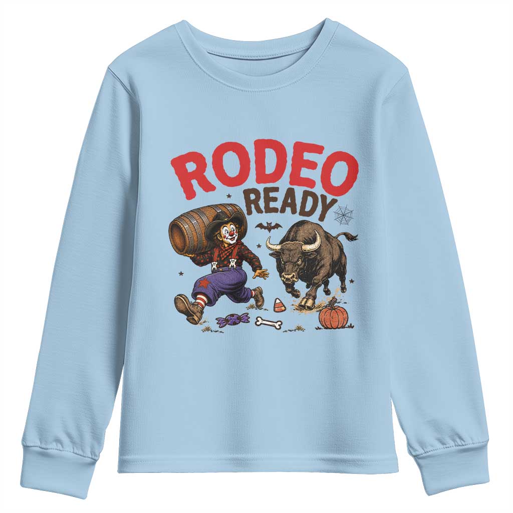 Rodeo Ready Clown Bull Chase Spooky Halloween Gift Youth Sweatshirt