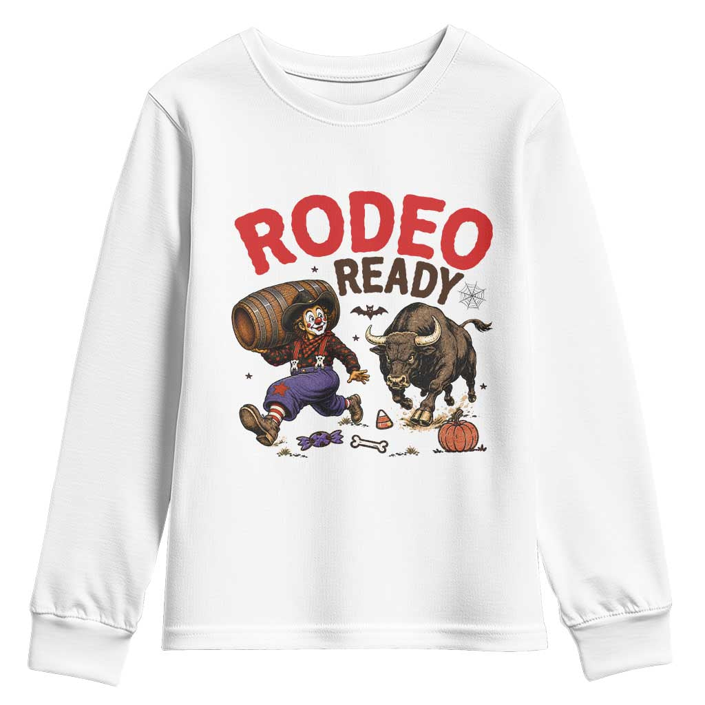 Rodeo Ready Clown Bull Chase Spooky Halloween Gift Youth Sweatshirt