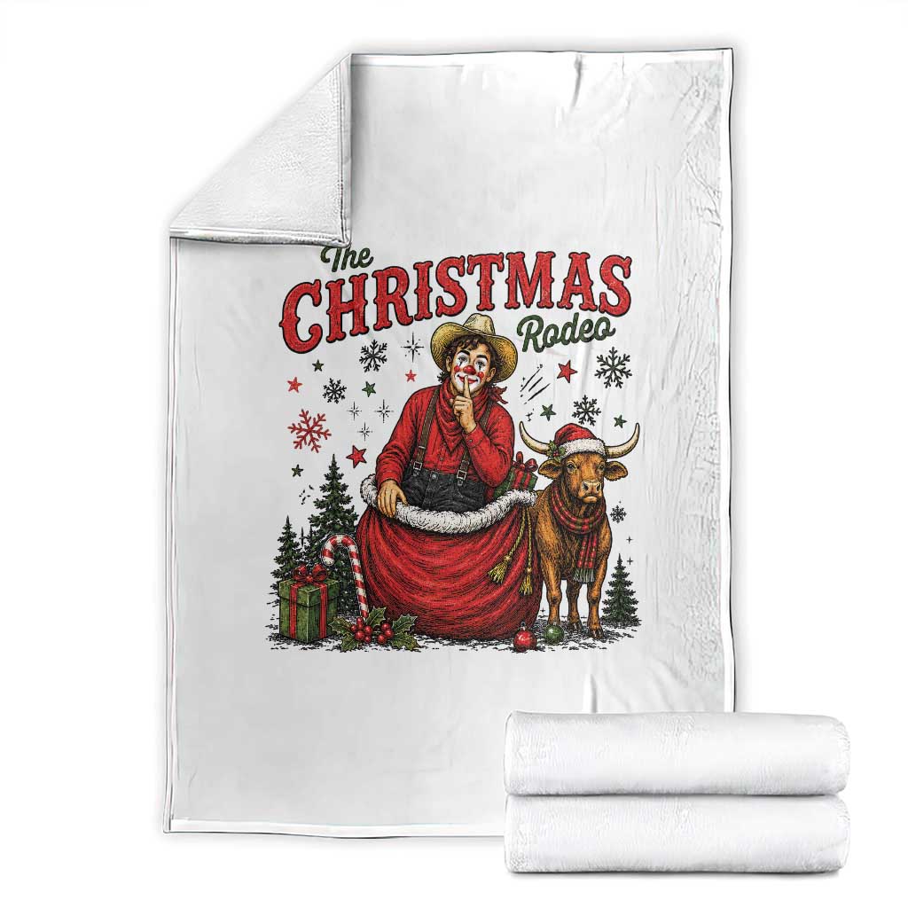 Christmas Rodeo Clown Santa Throw Blanket Funny Western Cowboy Holiday Gift