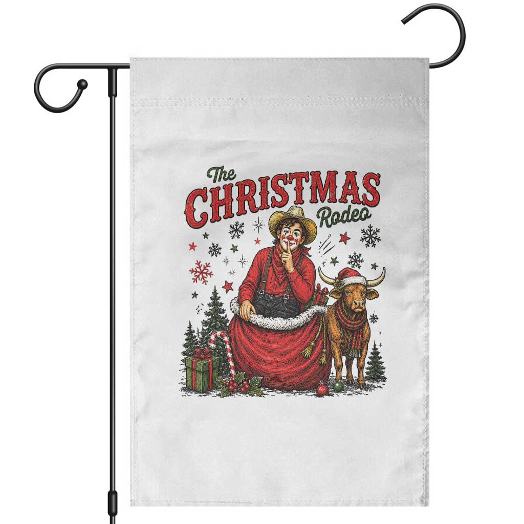 Christmas Rodeo Clown Santa Garden Flag Funny Western Cowboy Holiday Gift