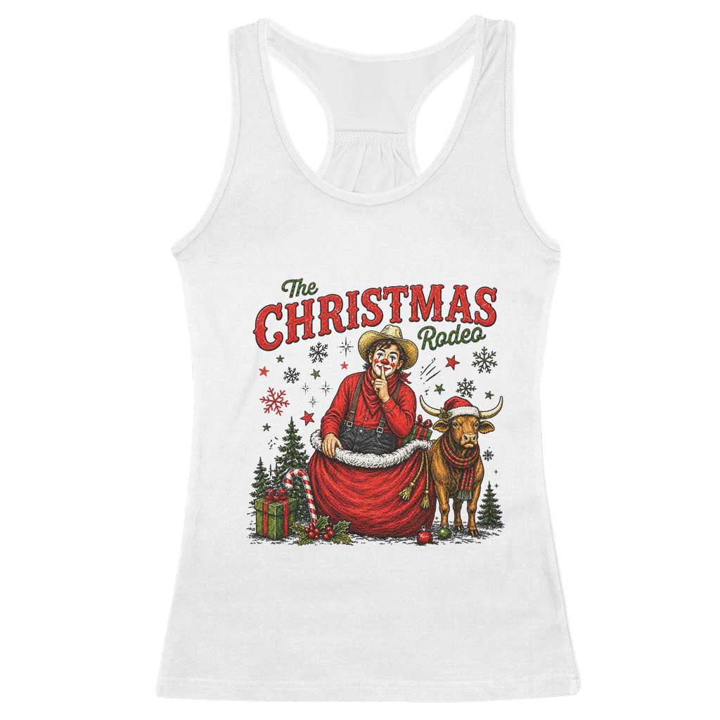 Christmas Rodeo Clown Santa Racerback Tank Top Funny Western Cowboy Holiday Gift