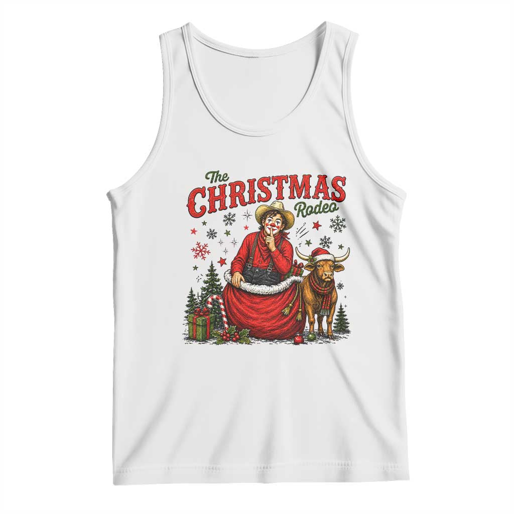Christmas Rodeo Clown Santa Tank Top Funny Western Cowboy Holiday Gift