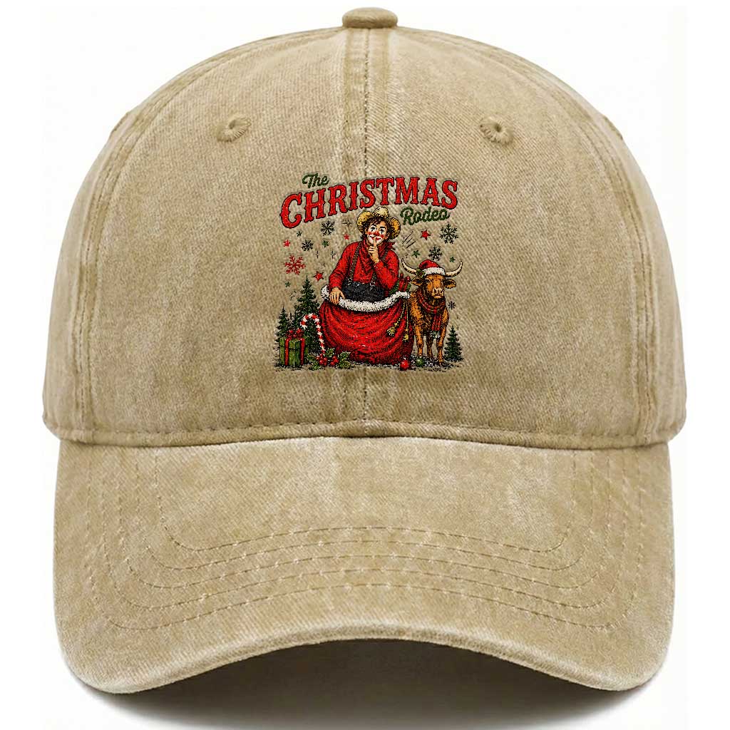 Christmas Rodeo Clown Santa Washed Cotton Baseball Cap Funny Western Cowboy Holiday Gift