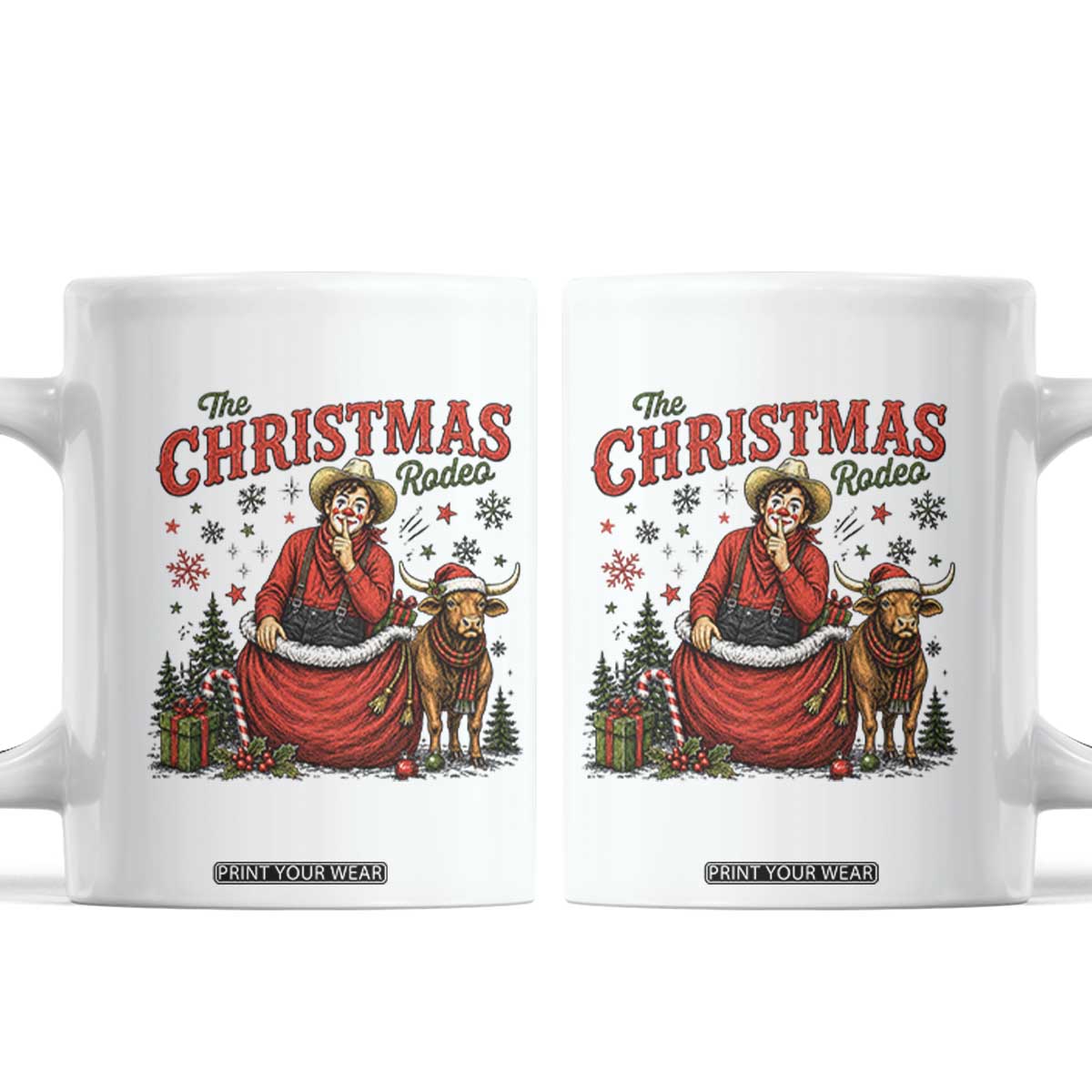 Christmas Rodeo Clown Santa Coffee Mug Funny Western Cowboy Holiday Gift