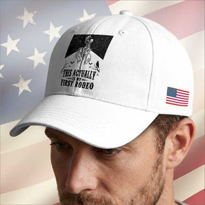 Funny Skeleton Cowboy This Actually Is My First Rodeo Baseball Cap Spooky Western Halloween Rodeo Gift