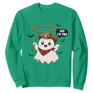 Halloween Spooky Cowboy Ghost 2nd Birthday Sweatshirt Boo Im Two Western Party Gift