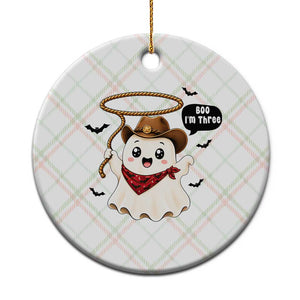 Halloween Spooky Cowboy Ghost 3rd Birthday Ceramic Ornament Boo Im Three Western Party Gift