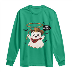 Halloween Spooky Cowboy Ghost 3rd Birthday Long Sleeve Shirt Boo Im Three Western Party Gift