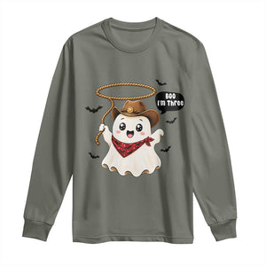 Halloween Spooky Cowboy Ghost 3rd Birthday Long Sleeve Shirt Boo Im Three Western Party Gift
