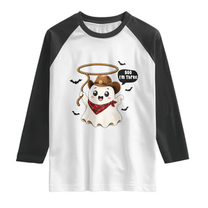 Halloween Spooky Cowboy Ghost 3rd Birthday Raglan Shirt Boo Im Three Western Party Gift