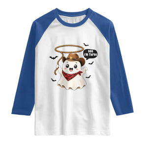 Halloween Spooky Cowboy Ghost 3rd Birthday Raglan Shirt Boo Im Three Western Party Gift