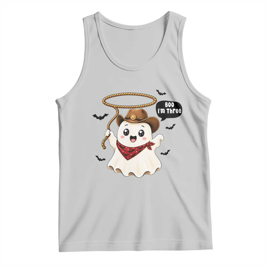 Halloween Spooky Cowboy Ghost 3rd Birthday Tank Top Boo Im Three Western Party Gift