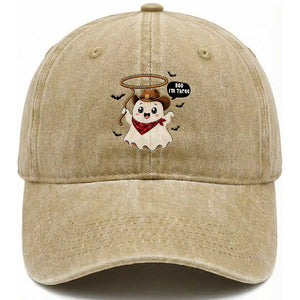Halloween Spooky Cowboy Ghost 3rd Birthday Washed Cotton Baseball Cap Boo Im Three Western Party Gift