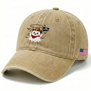 Halloween Spooky Cowboy Ghost 3rd Birthday Washed Cotton Baseball Cap Boo Im Three Western Party Gift