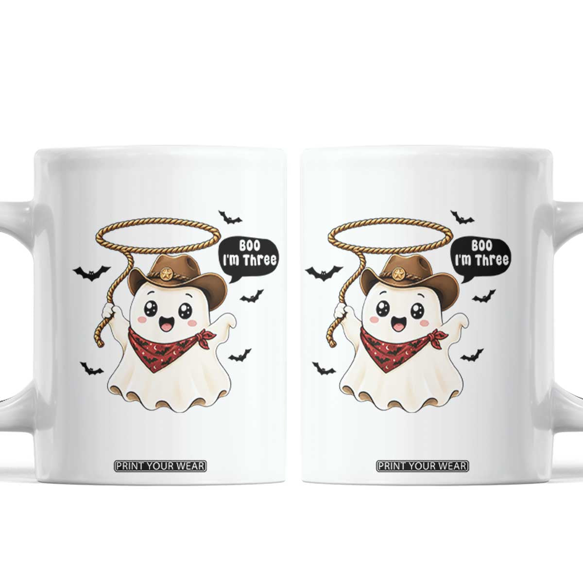 Halloween Spooky Cowboy Ghost 3rd Birthday Coffee Mug Boo Im Three Western Party Gift