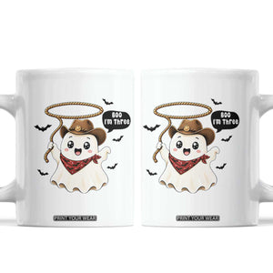 Halloween Spooky Cowboy Ghost 3rd Birthday Coffee Mug Boo Im Three Western Party Gift