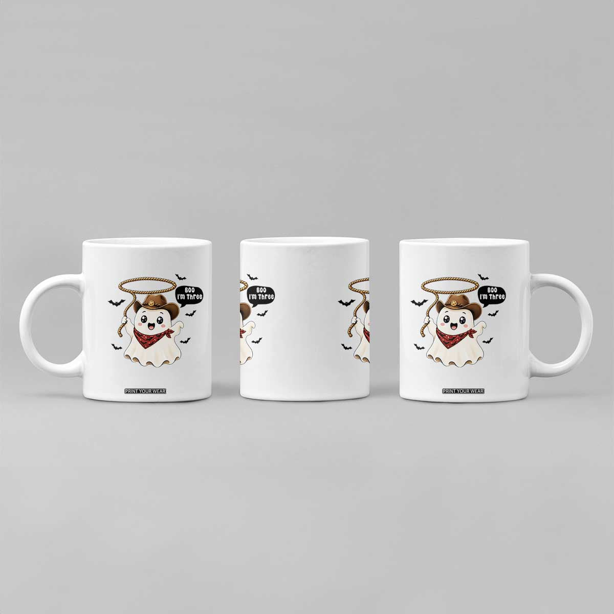Halloween Spooky Cowboy Ghost 3rd Birthday Coffee Mug Boo Im Three Western Party Gift