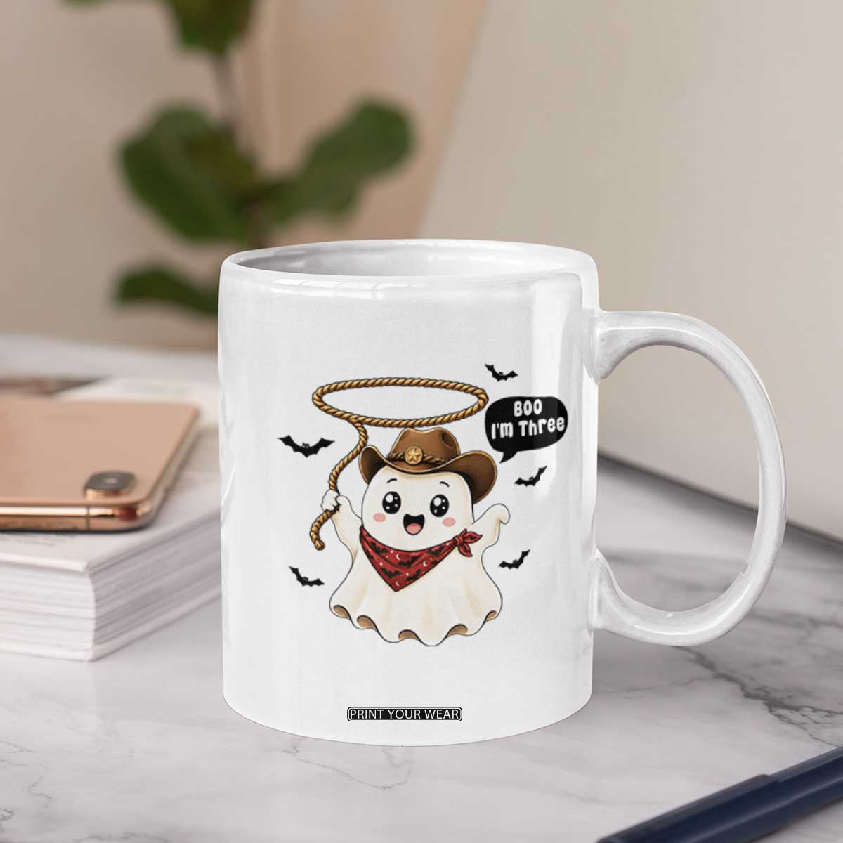 Halloween Spooky Cowboy Ghost 3rd Birthday Coffee Mug Boo Im Three Western Party Gift