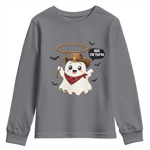 Halloween Spooky Cowboy Ghost 3rd Birthday Youth Sweatshirt Boo Im Three Western Party Gift