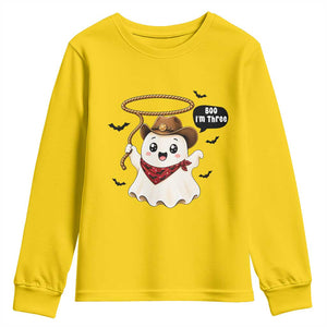 Halloween Spooky Cowboy Ghost 3rd Birthday Youth Sweatshirt Boo Im Three Western Party Gift