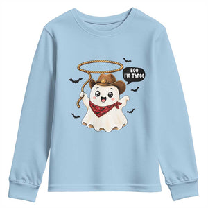 Halloween Spooky Cowboy Ghost 3rd Birthday Youth Sweatshirt Boo Im Three Western Party Gift