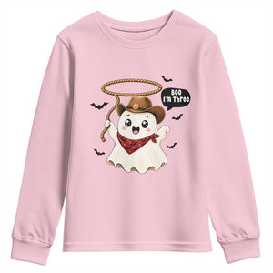 Halloween Spooky Cowboy Ghost 3rd Birthday Youth Sweatshirt Boo Im Three Western Party Gift