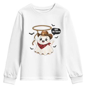 Halloween Spooky Cowboy Ghost 3rd Birthday Youth Sweatshirt Boo Im Three Western Party Gift