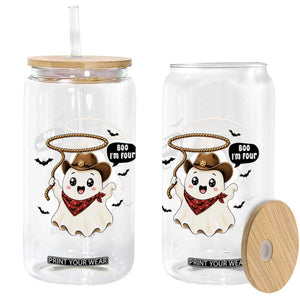 Halloween Spooky Cowboy Ghost 4th Birthday Glass Can Boo Im Four Western Party Gift