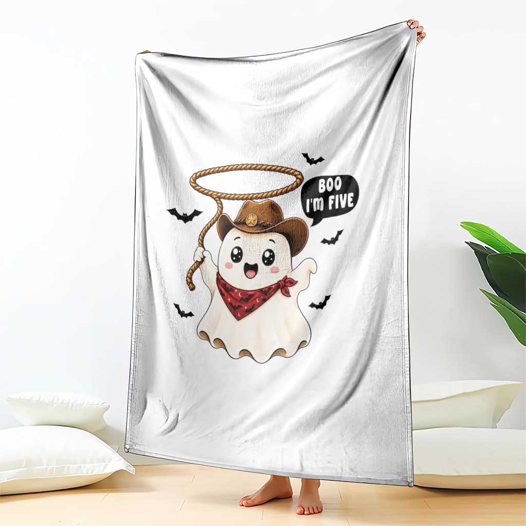 Halloween Spooky Cowboy Ghost 5th Birthday Throw Blanket Boo Im Five Western Party Gift